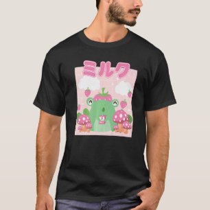 Frog Erdbeermilch Japanischer Vaporwave-Kompass T-Shirt