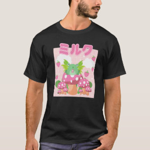 Frog Erdbeermilch Japanischer Vaporwave-Kompass T-Shirt