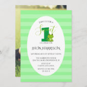 Frog Erstgeburtstag Party Streifen Einladung (Vorne/Hinten)