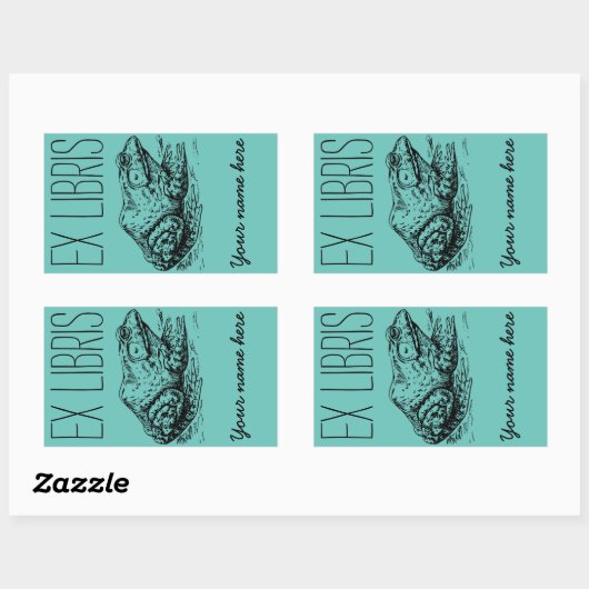 Frog Ex Libris Buchzeichen Rechteckiger Aufkleber (Blatt)