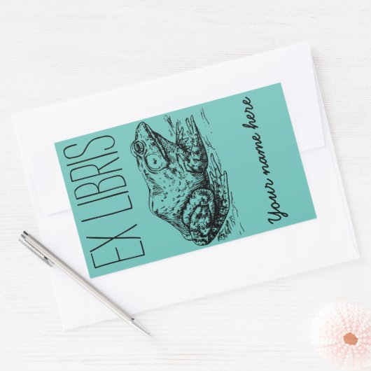 Frog Ex Libris Buchzeichen Rechteckiger Aufkleber (Umschlag)