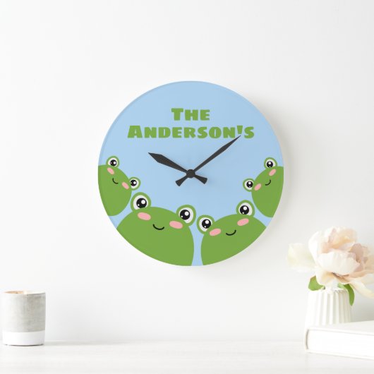Frog Family Große Wanduhr (Zuhause)