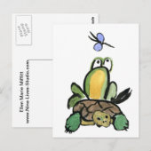 Frog fängt eine Fahrt auf der Schildkröte an Postkarte (Vorne/Hinten)