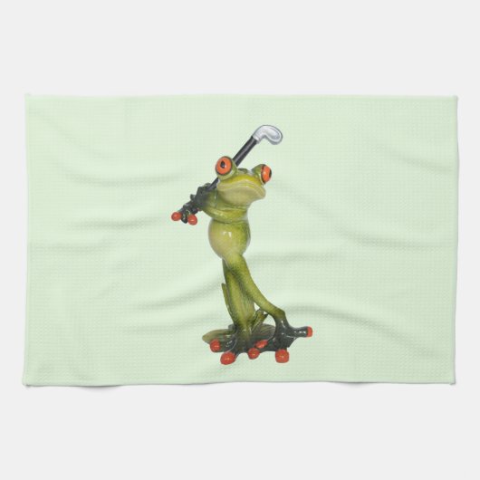 Frog Figurine Golfer auf Küche & Sporttücher Geschirrtuch (Horizontal)