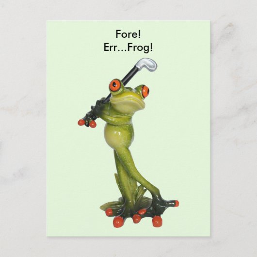 Frog Figurine Golfer Postcard Postkarte (Vorderseite)