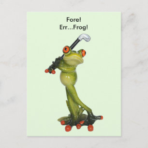 Frog Figurine Golfer Postcard Postkarte