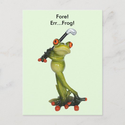 Frog Figurine Golfer Postcard Postkarte (Vorderseite)