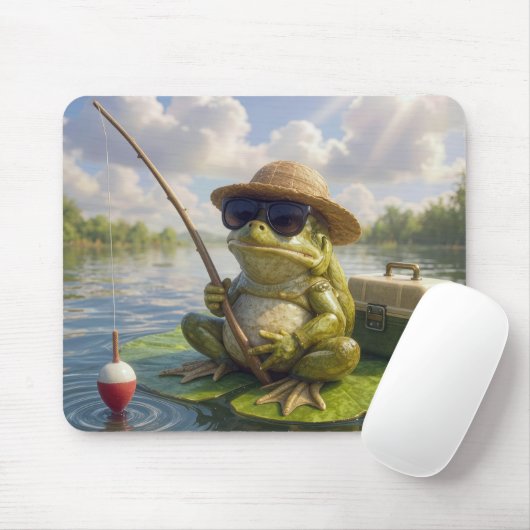 Frog Fishing From a Lily Pad Mousepad (Mit Mouse)