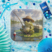 Frog Fishing From a Lily Pad Pappteller (Party)