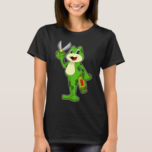 Frog Friseur Schere Haartrockner T-Shirt (Vorderseite)