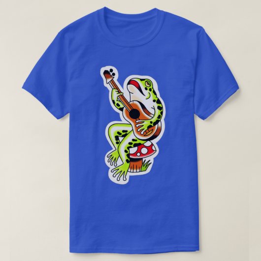 Frog Gitarre Traditionelles Tattoo T-Shirt (Design vorne)