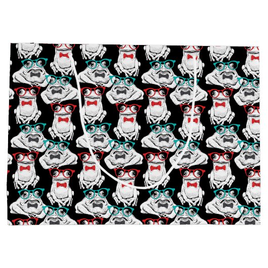 Frog Glasses Pattern Große Geschenktüte (Rückseite)