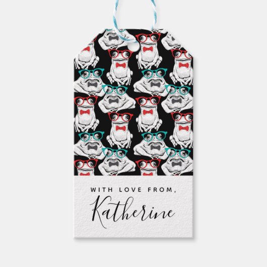 Frog Glasses Pattern | Name hinzufügen Geschenkanhänger (Vorderseite)