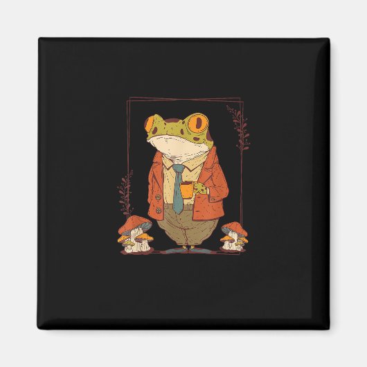 Frog Goblincore Academia Aesthetic Mushroom Magnet (Vorne)