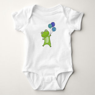 Frog Green Balloons Funny Animals Kinder Baby Strampler