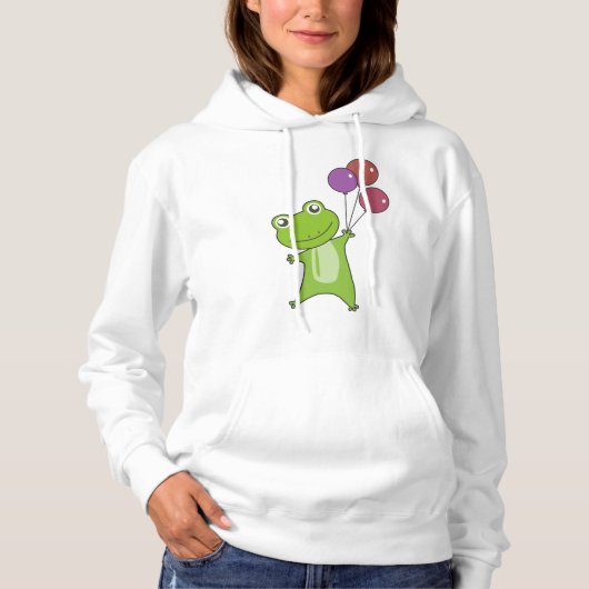 Frog Green Balloons Funny Animals Kinder Hoodie (Vorderseite)