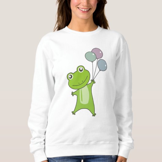 Frog Green Balloons Funny Animals Kinder Sweatshirt (Vorderseite)