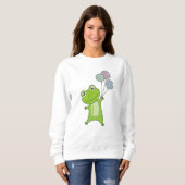 Frog Green Balloons Funny Animals Kinder Sweatshirt (Vorne ganz)