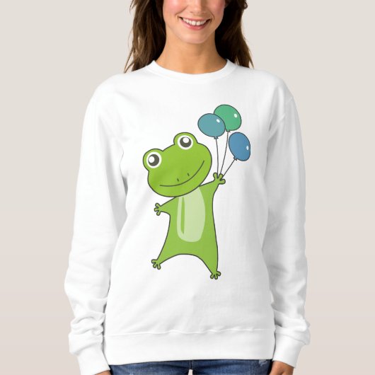 Frog Green Balloons Funny Animals Kinder Sweatshirt (Vorderseite)