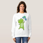 Frog Green Balloons Funny Animals Kinder Sweatshirt (Vorne ganz)