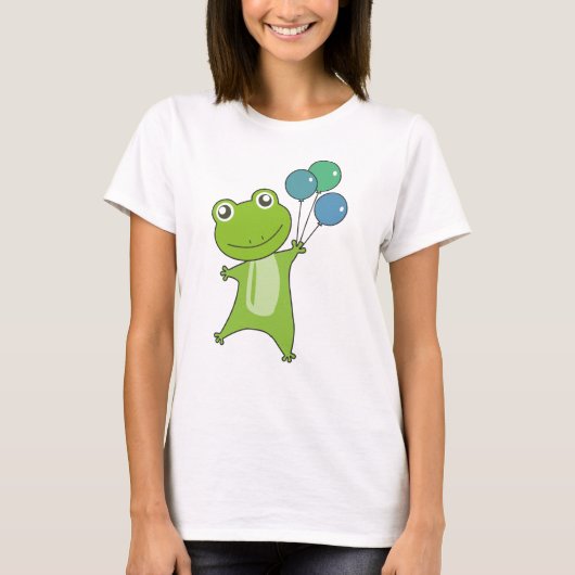 Frog Green Balloons Funny Animals Kinder T-Shirt (Vorderseite)