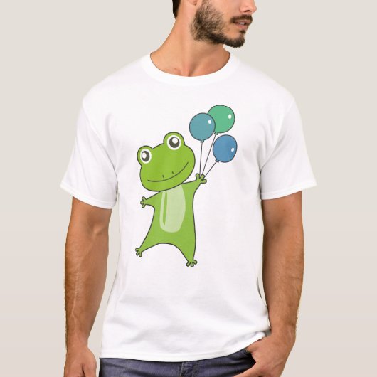 Frog Green Balloons Funny Animals Kinder T-Shirt (Vorderseite)