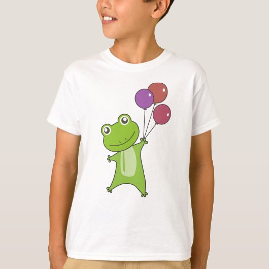 Frog Green Balloons Funny Animals Kinder T-Shirt (Vorderseite)