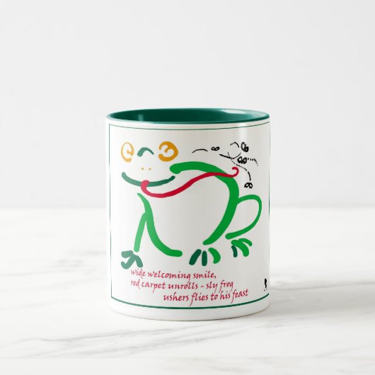 Frog Haiku Gedicht Zweifarbige Tasse (Mittel)
