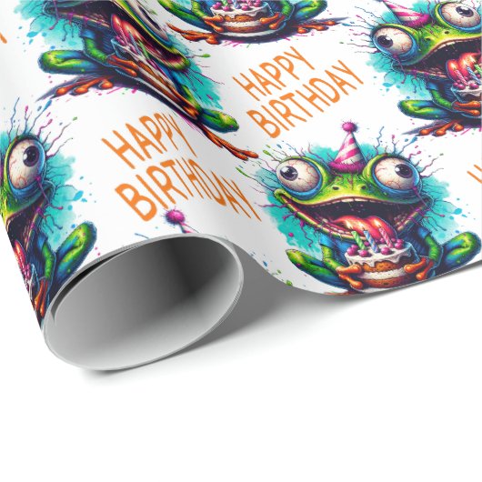 Frog Happy Birthday Geschenkpapier Rolle (Rolleneckpunkt)