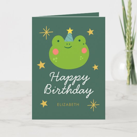 Frog Happy Birthday Niedlich Karte (Vorderseite)