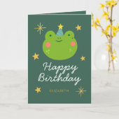 Frog Happy Birthday Niedlich Karte (Gelbe Blume)