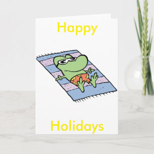 Frog Happy Holidays Cartoon Card Feiertagskarte