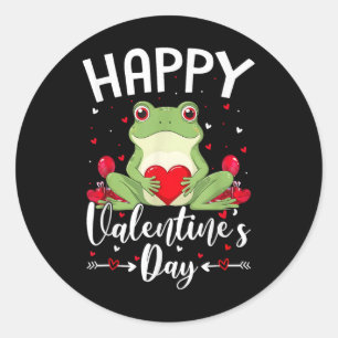 Frog Holding Herz Lieben Happy Valentines Day Runder Aufkleber
