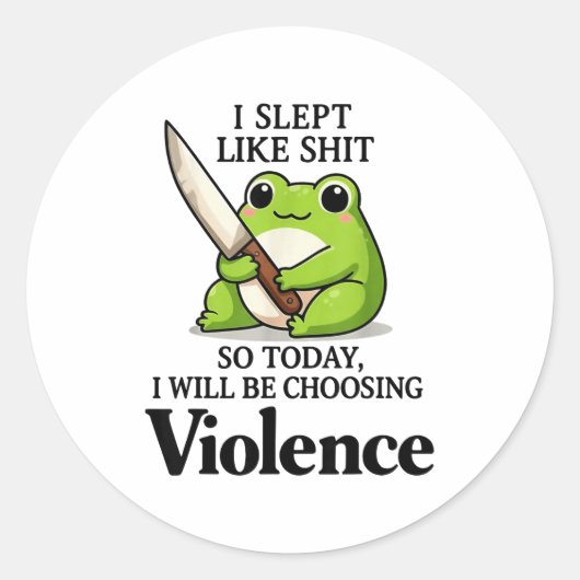 Frog I Slept Like So Today I Will Be Choosing Viol Runder Aufkleber (Vorderseite)