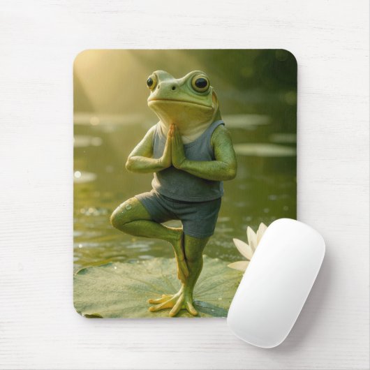 Frog In a Yoga Tree Pose Mousepad (Mit Mouse)