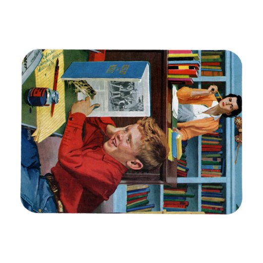 Frog in der Bibliothek Magnet (Horizontal)