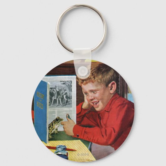 Frog in der Bibliothek Schlüsselanhänger (Vorderseite)