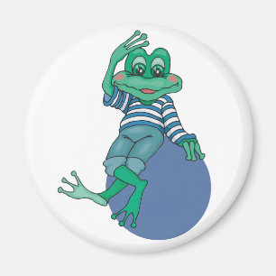 Frog in Jeans, Birthday, Polka Dots Magnet