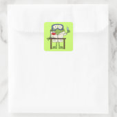 Frog in the Science Lab Quadratischer Aufkleber (Tasche)