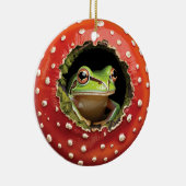 Frog in Toadstool – Cute Woodland Mushroom Art Keramik Ornament (Rechts)