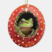 Frog in Toadstool – Cute Woodland Mushroom Art Keramik Ornament (Links)