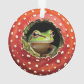 Frog in Toadstool – Cute Woodland Mushroom Art Ornament (Rückseite)