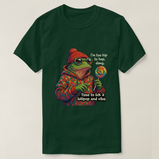 Frog licking a lollypop T-Shirt (Design vorne)