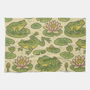Frog Lili Pads Wasserlilie Art Geschirrtuch