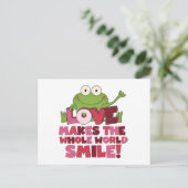 Frog Love Smiles Postkarte (Stehend Vorderseite)