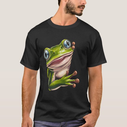 Frog Lover Geschenkidee Niedlicher Grüner Frosch B T-Shirt (Vorderseite)