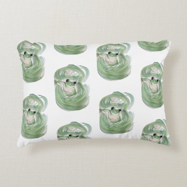 Frog Magic Spaß Watercolor Froggy Dekokissen (Vorderseite)