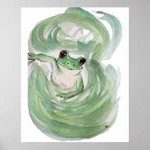 Frog Magic Spaß Watercolor Froggy Poster