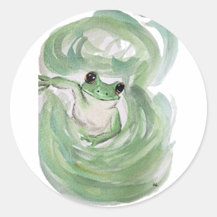 Frog Magic Spaß Watercolor Froggy Runder Aufkleber