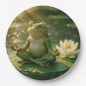 Frog Meditating On a Lily Pad Pappteller (Vorderseite)
